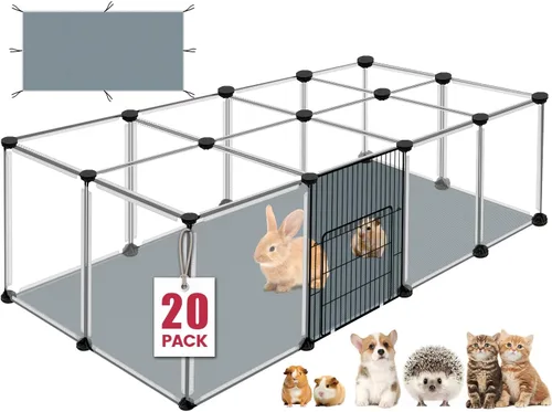 Vista 11 de VISCOO Corralito de 12 Paneles para Animales Pequeños, 48" x 24" x 16" Corralito para Mascotas con Alfombrilla Impermeable, Jaula C&C