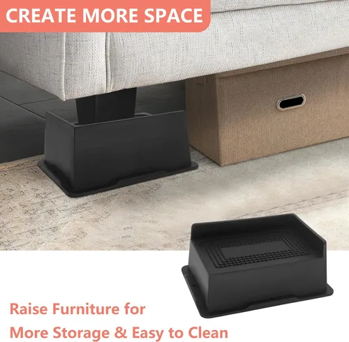 Vista 5 de Paquete de 4 elevadores de cama de 2 pulgadas, elevadores de muebles de gran tamaño resistentes, elevadores de cama extra anchos para mesa, sofá