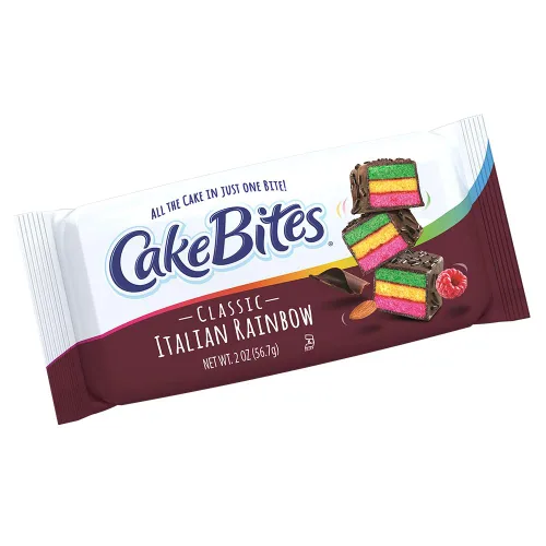 Vista 2 de The Original Cakebites por Cookies United, Snack en bocados para llevar, Arcoíris Italiano, 12 paquetes de 3 galletas