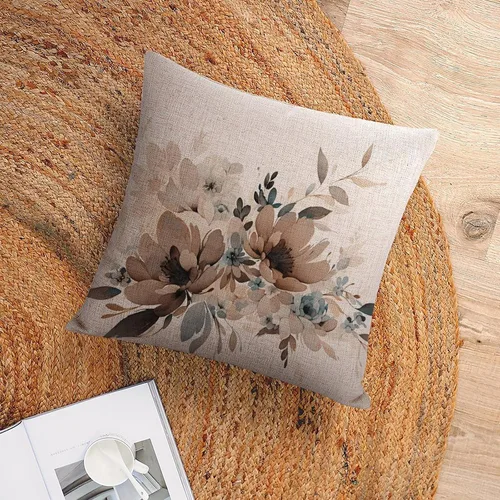 Vista 6 de Fundas de cojín decorativas modernas de lino con diseño de flores en acuarela, decoración del hogar al aire libre, primavera y verano, margaritas