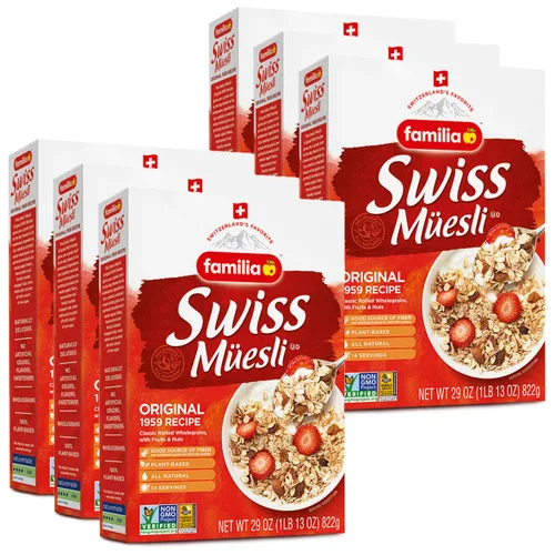 Vista 12 de Familia Cereal suizo Muesli, receta original con frutas y nueces, disfruta de avena caliente, fría o durante la noche, 29 onzas (paquete de 1)