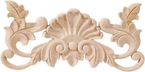 Vista 9 de Apliques de madera tallada en madera tallada calcomanía sin pintar muebles cama puerta gabinete decoración (01,12x9cm/4.72x3.54inch)