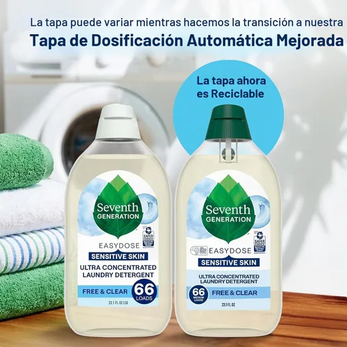 Vista 4 de Seventh Generation Laundry Detergent, Ultra Concentrated EasyDose, Free & Clear, 23.1 Fl Oz