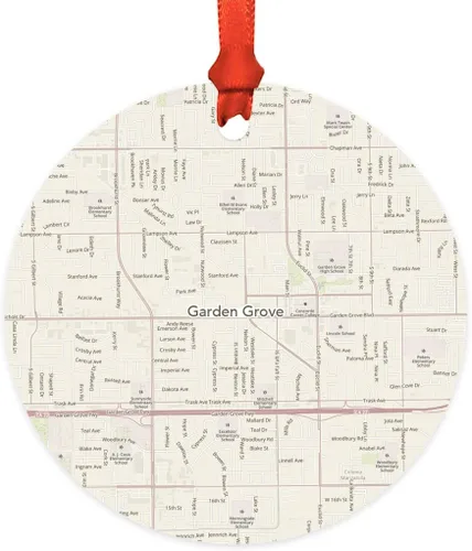 Vista 24 de Andaz Press Mapa de la ciudad de Estados Unidos redondo de madera natural MDF ornamento de Navidad, Akron, Ohio Vintage Mapa, 1 paquete, larga