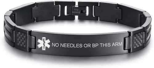 Vista 25 de VNOX Pulsera ajustable de acero inoxidable cepillado de 2 tonos con grabado personalizado gratis, identificación de alerta médica, unisex
