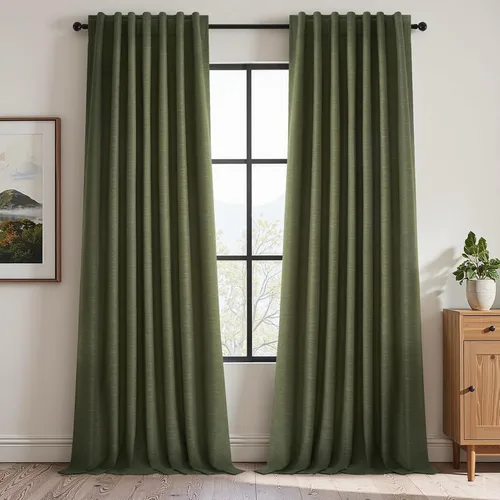 Vista 63 de Topfinel Cortinas opacas, blanco beige, 2 paneles, ventanas pequeñas, textura, mezcla de lino, bohemia, abedul, rural, gancho, bolsillo trasero