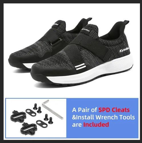 Vista 2 de Zapatos de ciclismo de interior para hombre compatibles con tacos SPD, cómodos zapatos de bicicleta para caminar, CEATS incluidos