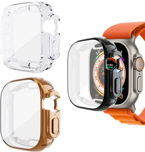 Vista 11 de Yrzper Funda protectora de pantalla compatible con Apple Watch Ultra de 1.732 pulgadas / Ultra 2 de 1.732 pulgadas, cubierta de TPU suave chapada