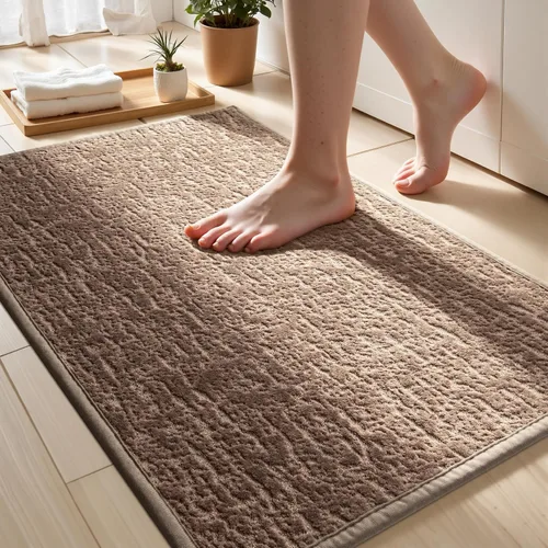 Vista 27 de Tapetes de baño antideslizantes delgados para debajo de la puerta, tapetes de baño de secado rápido absorbentes con respaldo de goma trenzado