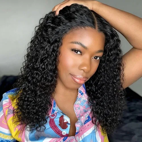 Vista 9 de Curly Bob Wig Human Hair 13x4 Hd Lace Front Wigs Human Hair Pre Plucked 10" Lace Frontal Bob Wig, 180 Dentisty, Kinky Curly, Natural Hairline with