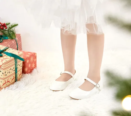 Vista 3 de ESTINE Mary Jane - Zapatos planos para niños pequeños, bebés, niñas, vestido brillante, zapatos de ballet de princesa
