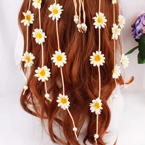 Vista 4 de YAXAMING Diadema de girasol de Halloween, bandas para el pelo de margaritas, corona, corona floral, diadema para mujer, Navidad, festival hawaiano