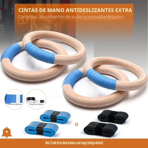 Vista 5 de PACEARTH Anillos olímpicos de madera para gimnasia de 1500/1000 libras con hebilla de leva ajustable de 14.76 pies/9 pies de largo, correas