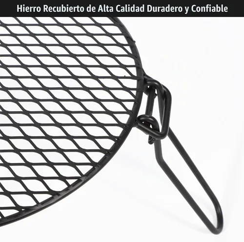 Vista 7 de REDCAMP Parrilla de fogata plegable para estufa sola, trípode de hoguera de hierro portátil con parrilla de acero para fogata, horno holandés