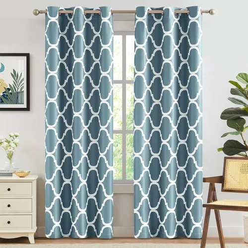 Vista 19 de Melodieux - Cortinas de bolsillo de moda marroquí para cocina, cafetería o baño, pequeñas ventanas