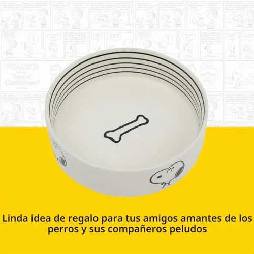 Vista 5 de Peanuts Snoopy Cuenco para Perros con Diseño de Hueso – Cuenco de Gres de 6.5" para Agua o Comida para Perros Pequeños a Medianos – Lindo Plato