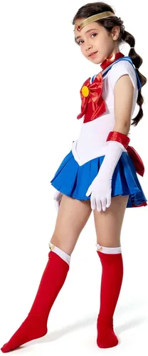 Vista 6 de Wolancy Sailor Moon Venus Júpiter - Disfraz de cosplay para mujer, falda Gilrs para Halloween, calcetines con lazo