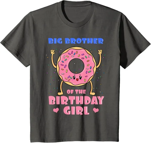 Vista 47 de Big Brother Of The Birthday Girl Donut Bday Party Bro Sib Camiseta, Negro, S