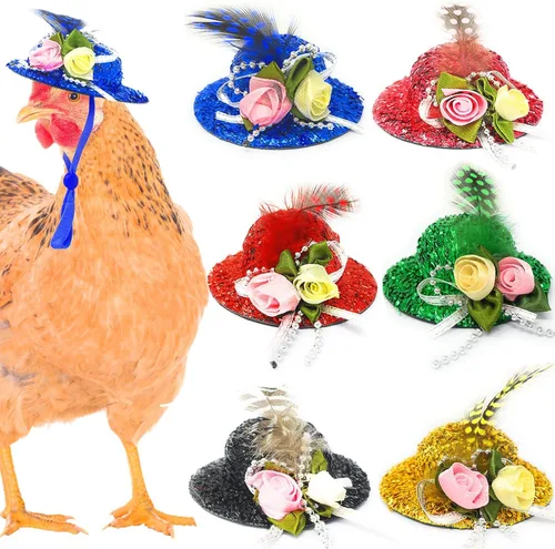 Vista 10 de 6 piezas de sombreros de pollo, sombreros para muñecas, ropa para osos, ropa para peluches, cascos de pollo