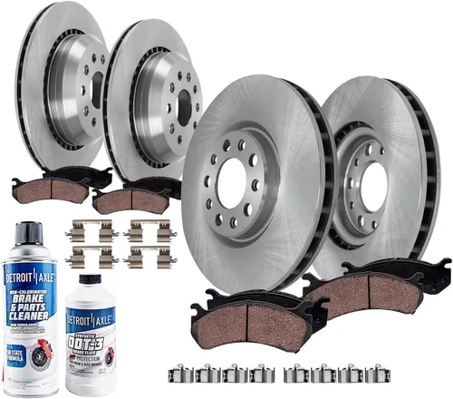 Vista 18 de Detroit Axle - Kit de frenos para Ford 18-21 Transit Connect, Rotores de freno de disco delantero y trasero Pastillas de freno de cerámica 2018 2019