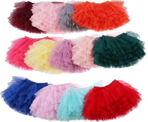 Vista 4 de Falda tutú para niña pequeña de 6 capas de tul tutús 1-8T