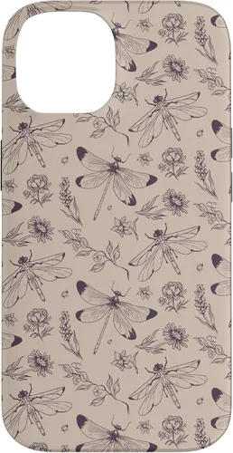 Vista 4 de Vintage Dragonfly Tan Sand Beige Wildflower Floral Flower Case for iPhone 16