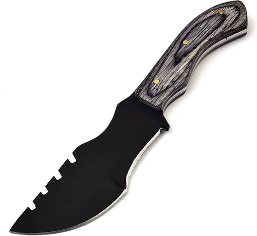 Vista 2 de Rastreador cuchillo de 6.5 pulgadas de hoja fija cuchillo de caza horizontal de transporte explorador con cuchillos de funda para hombres (negruzco)