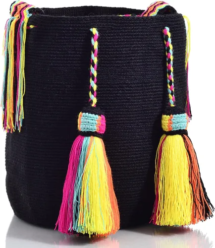 Vista 3 de Wayuu Classic Boho Collection - Bolso de mano tejido de ganchillo para playa