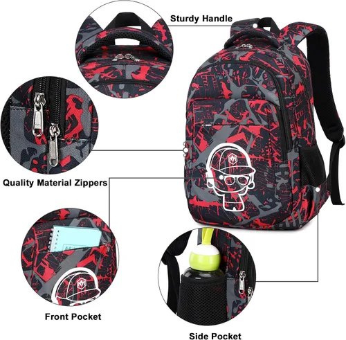 Vista 5 de LEDAOU Mochila escolar para niños y niñas, mochila para libros de primaria, primaria, escuela secundaria, mochila de viaje para edades de 6 a 14 años