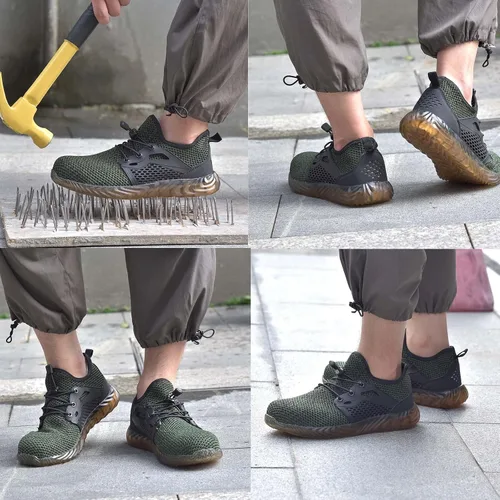 Vista 28 de SUADEX Zapatos deportivos con punta de acero para hombres y mujeres, indestructibles, ligeros, cómodos, antideslizantes, puntera compuesta