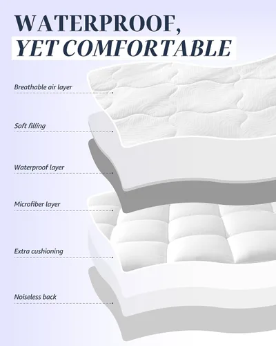 Vista 28 de Unikome Protector de colchón King impermeable ergonómico acolchado para 2-Gris