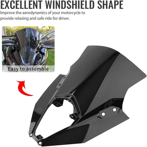 Vista 3 de Winds n Protector Deflector de viento Parabrisas Carenado de plástico negro para Kawasaki ER6F Ninja 650 EX-650 2020 21 22 2023