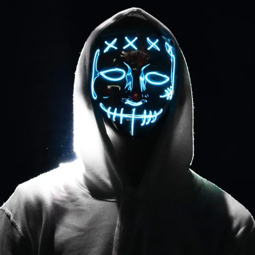Vista 2 de Máscara de La Purga para Halloween con luz - Máscaras LED espeluznantes, disfraces de cosplay para niños, niñas, hombres, mujeres y adultos