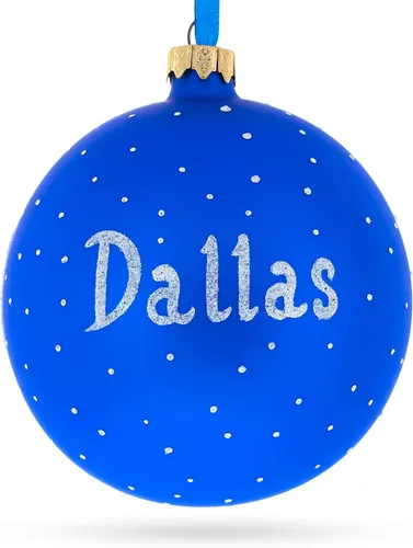 Vista 3 de Dallas, Texas - Adorno navideño de bola de cristal de 4 pulgadas