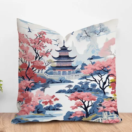 Vista 62 de ArogGeld Funda de almohada blanca con flores chinoiserie, funda de almohada para sofá, diseño floral verde y blanco, funda de almohada de lino A-12