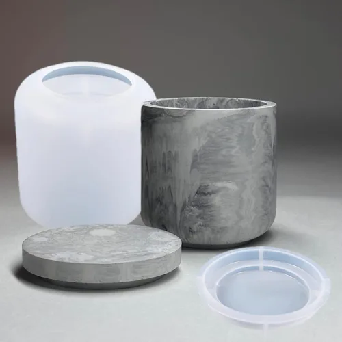 Vista 14 de Juego de Moldes para Botellas de Vela con Tapas, Moldes de Vaso de Vela Creativos de Silicona, Moldes de Botella de Hormigón con Rayas Redondas