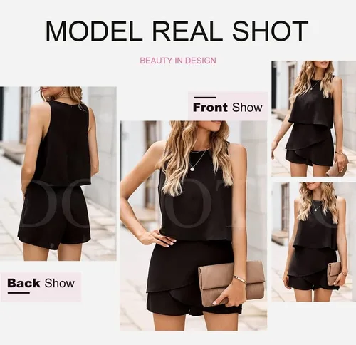 Vista 4 de Dokotoo Enterizo para mujer con cuello halter sin mangas estampado floral y color sólido