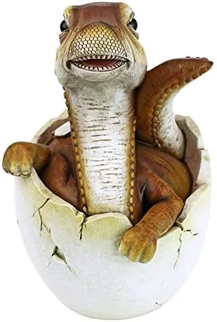 Vista 2 de Design Toscano Estatua de huevo de dinosaurio Baby Raptor