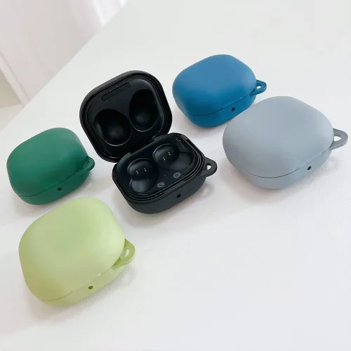 Vista 3 de Funda rígida de policarbonato a prueba de golpes para Samsung Galaxy Buds 2 2021/Galaxy Buds Pro 2021/Galaxy Buds Live 2020, accesorios con llavero