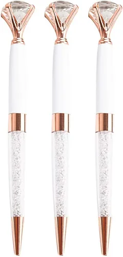Vista 12 de Goclothod 8 unids bolígrafo Big Diamond Crystal Metal bolígrafos tinta negra bolígrafo champán