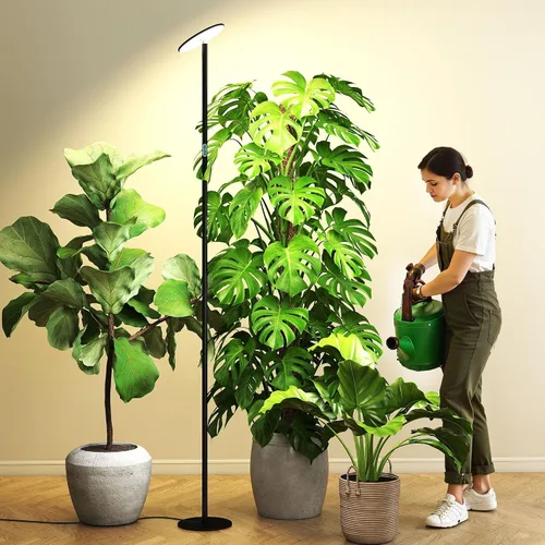 Vista 9 de Luz LED de crecimiento alto de espectro completo de 60 W, luz de planta de pie ajustable de 85 pulgadas para plantas de interior, temporizador