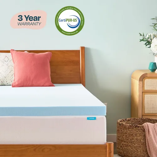 Vista 5 de Linenspa - Cubrecolchón de espuma viscoelástica con infusión de gel, refrescante, ventilado y transpirable, con certificado CertiPUR, 3 pulgadas