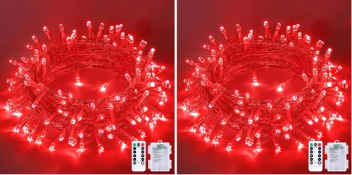 Vista 29 de JMEXSUSS Luces de Navidad multicolor que funcionan con pilas con 8 modos de control remoto, impermeables, 33 pies, 100 luces LED de Navidad