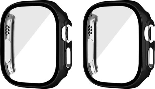 Vista 14 de Juego de 2 fundas con protector de pantalla de vidrio templado para Apple Watch SE (Gen 1/2/3) Series 4/5/6 40mm, tacto suave, protección