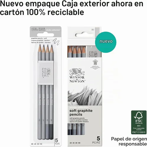 Vista 2 de Winsor & Newton Studio Collection - Lápices de grafito, juego de 5