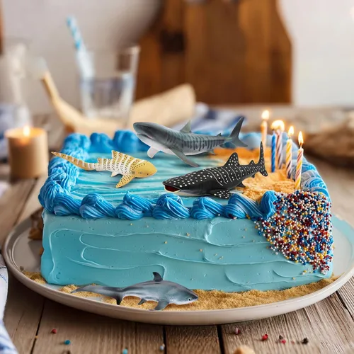 Vista 8 de Toymany 10 figuras realistas de juguete de baño de tiburón de 5 a 6 pulgadas de largo, juego de figuras de plástico de animales marinos del océano