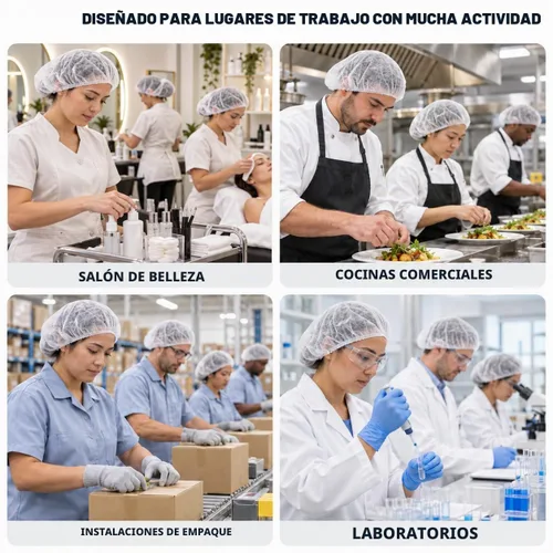 Vista 6 de Gorras Bouffant desechables, red de pelo de 21 pulgadas, tapón elástico para servicio de alimentos, cubierta de cabeza para dormir (blanco-1000)