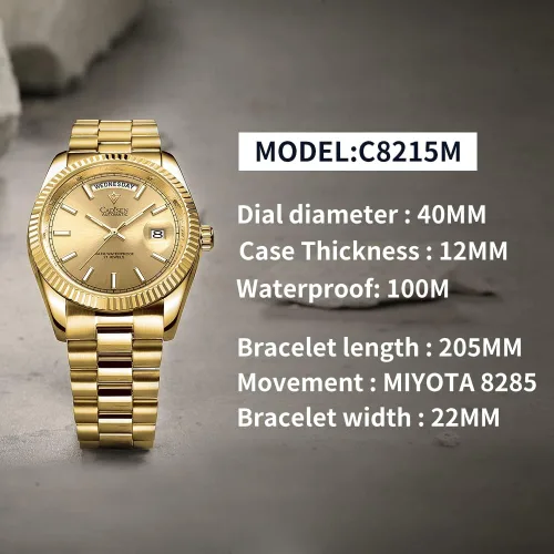Vista 3 de CADISEN Reloj mecánico automático de acero inoxidable de lujo de marca impermeable de 328.1 ft para hombre de diseño H0mage