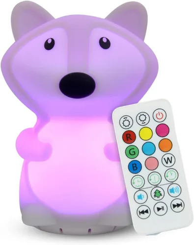Vista 8 de Altavoz Bluetooth combinado y luz nocturna con 9 emisiones de color, silicona apta para niños y libre de BPA, recarga USB, recibe audio