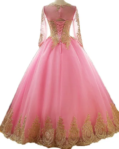 Vista 2 de Inmagicdress - Vestido con apliques de encaje dorado para mujer